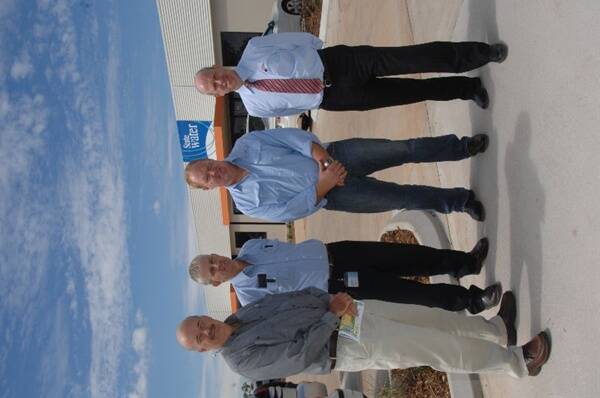 Graham Burns, Col Hurst, Paul Knaggs and Andrew McDonald at Blue Ridge Business park yesterday.           Photo: AMY GRIFFITHS