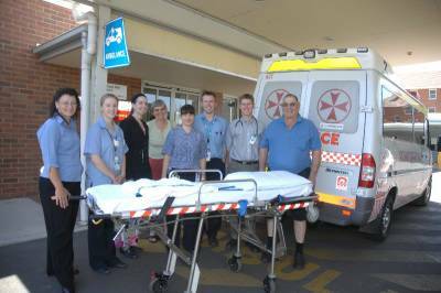 Les Orman (right) and wife Rhonda (fourth from left) with Dubbo Base Hospital intensive care unit staff Karen Shergold, Amy McKay, Kerry Ukena, Susan Smith TIm Williams and Dr Stephen Peak.
