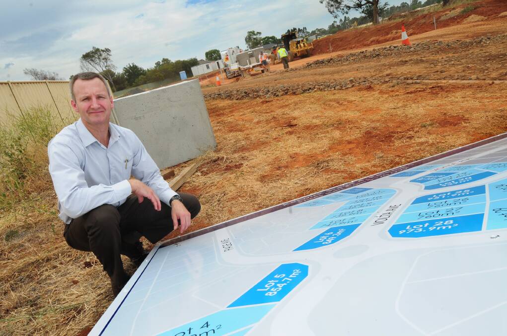 Dubbo City Council commercial facilities manager Simon Tratt at the newest release of Keswick Estate yesterday, which had seven lots go under contract within two hours of hitting the market. 	Photo: LOUISE DONGES