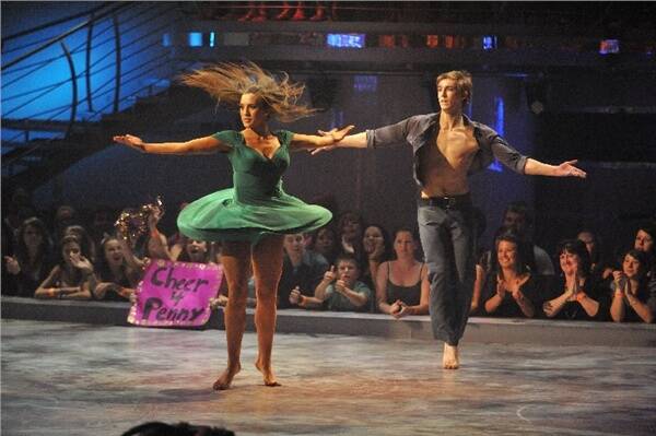 Charlie Bartley and Penny Higgs performing their contemporary routine on Sunday night.