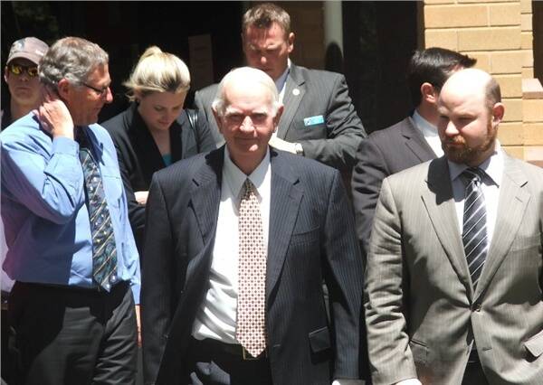 Crown Prosecutor Wayne Creasey, defence barrister John Spencer and defence solicitor Andrew Scali (front) with prosecution solicitor Brigid Callanan and Dubbo detectives Robert Jackson and Luke Scott (obscured) at the back.