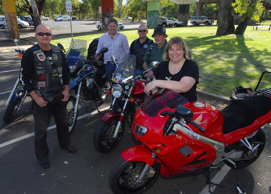 Rob Humphries, Josh Lay, Garry Mill, Howard Lay and Jenny Humphries are just a few excited riders taking part in this year's Dubbo Toy Run. 										 Photo: BELINDA SOOLE