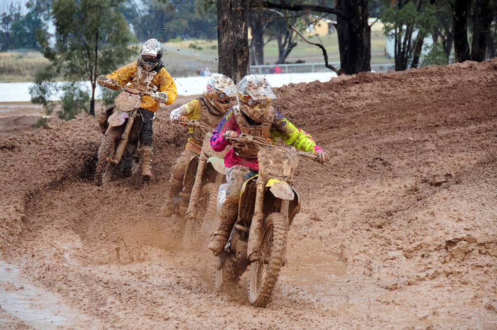 The mud was flying thick and fast at Morris Park during the long weekend. Photos: BELINDA SOOLE