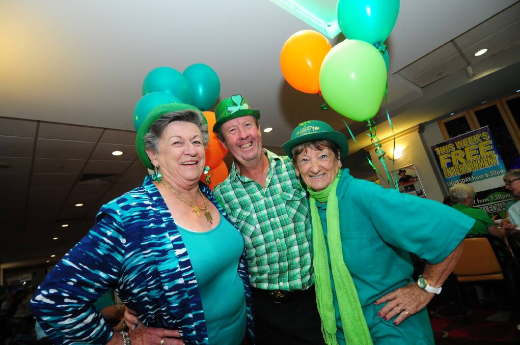 Pat Page, Peter Gallen and Elizabeth Whittaker dressed up for St Patrick's Day.
