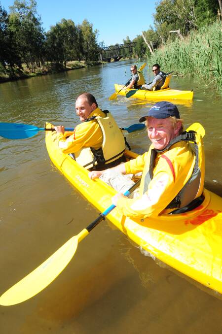 Ready to paddle are Phill Harding and Andrew Mackay with Matt Wright and Maria Trumper. Photo LOUISE DONGES