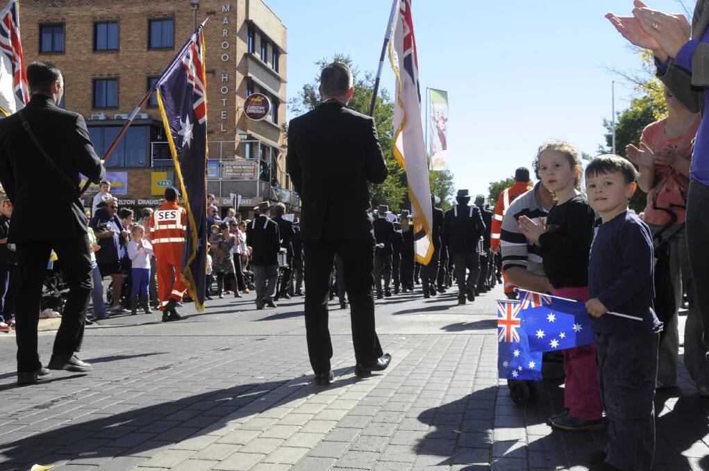 Watching the Anzac Day parade were Giovanna and Michael Amey.