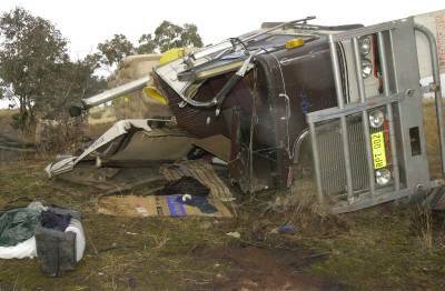 BRAKES FAILED: The scene of the fatal truck crash between Bathurst and Orange in June 2005 that Bathurst Coroner’s Court referred on Wednesday to WorkCover for further investigation.