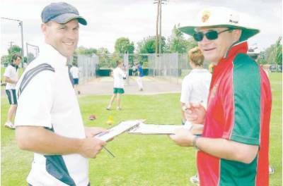 Western boys cricket manager Doug North (Cobar High) and Damien Toohey, the NSW CHS convenor at the selection trials held yesterday in Dubbo.