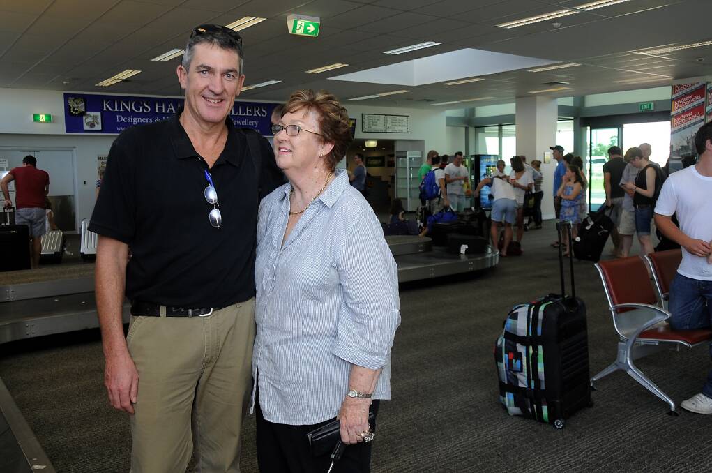 Mother and son reunited: Andrew and Judy Jakins at Dubbo City Regional Airport 
 
Photo: BELINDA SOOLE