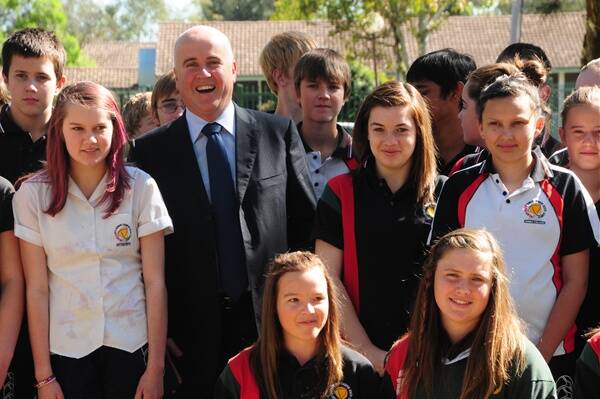 Education Minister Adrian Piccoli’s visit ‘excited’ students at Dubbo College Delroy Campus. Photo: AMY GRIFFITHS