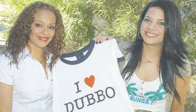 Shakaya - Naomi Wenitong and Simone Stacey - got into the ‘I love Dubbo’ groove as they visited schools yesterday.