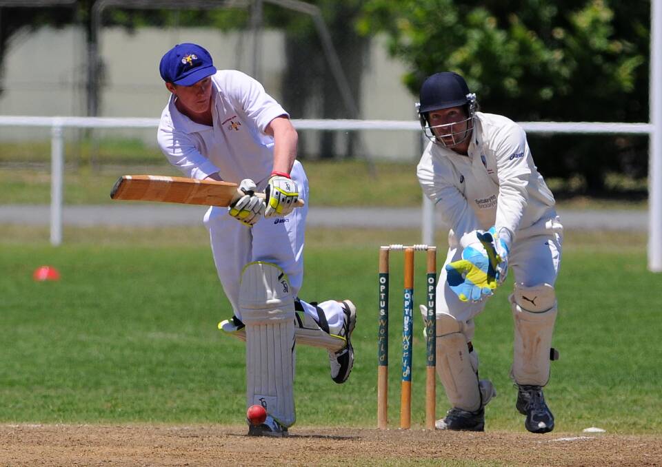 Nyngan's Declan Hoare at the crease for Western during their unbeaten run at the NSW Country Championships southern pool carnival.  
Photo: MICHAEL FROGLEY