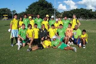 Members of the Giralong Galang soccer team that played in the inaugural National Football Festival at Townsville.