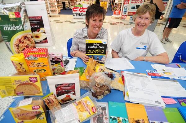 Dubbo nutritionist Jennifer Price with Anne Prior advising how a gluten-free diet can be hassle free at Orana Mall this week.                                                                                                           Photo: AMY GRIFFITHS
