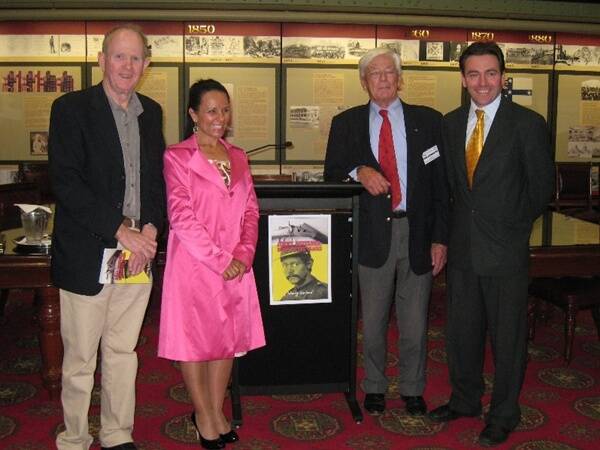Maurie Garland, Linda Burney (Minister for Community Services), Eric Richardson (president, Manning Valley Historical Society) and Mark Zocchi (managing director, Brolga Publishing).