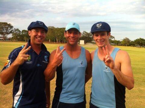 'western boys win' 
 
 
BACK-TO-BACK: Trent Colley, Pat Rosser and Josh Bennett celebrate the Bush Blues historic second consecutive Australian Country Cricket Championship title in Bundaberg.