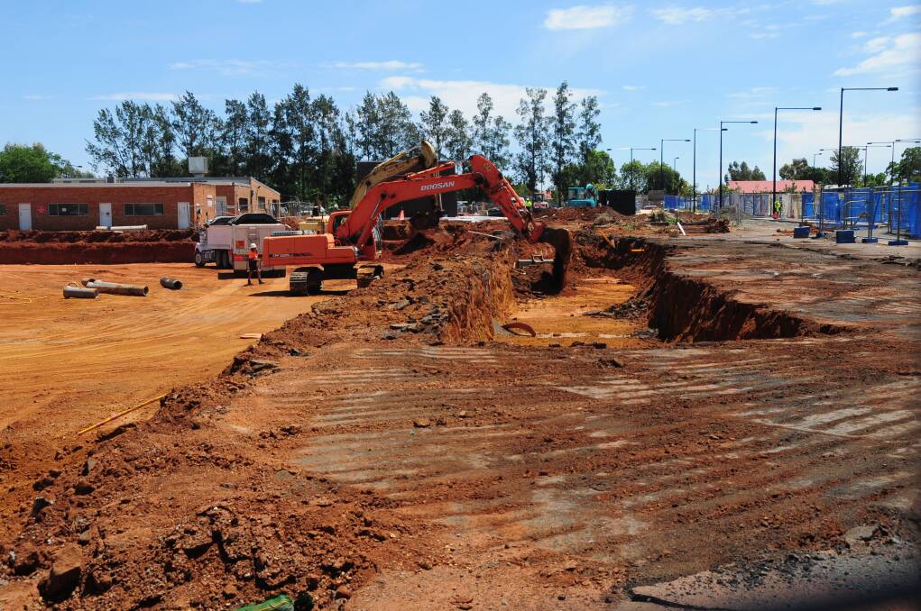 Bulk excavation is underway at Dubbo Hospital, the final component of its redevelopment early works. Photo: LOUISE DONGES