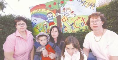 ANGRY: Sonya Hogan, Billie, Joe and Brigid Palin, and Therese Hatch were not in a happy mood after the announcement that the Goode Street ABC childcare centre will close in June forcing a move to other ABC centres.