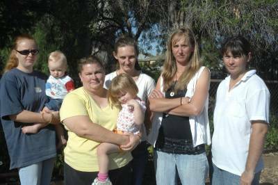 Toriel and Blair Hocking, Leah and Sarah Bayliss, Simone Gray, Kim Rooney and Tammy Anforth are fighting parking infringements that they believe were a due to a lack of parking.