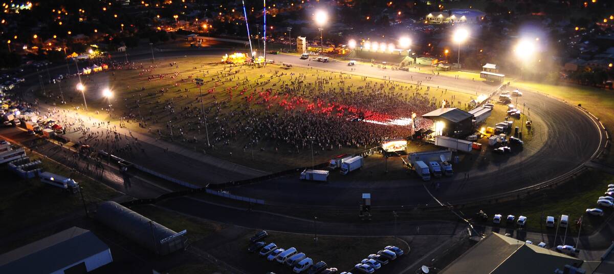 Thousands of partygoers filled the Dubbo Showground for the annual triple j One Night Stand. This image was captured by Dubbo's Paul Cremin of Arialshots Aerial Photography. (Flick across to see more photos)