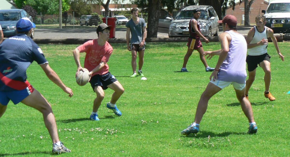 Coonamble's Jack Kelly with the ball at the first Country Rugby League Far West Academy program PHOTO CONTRIBUTED