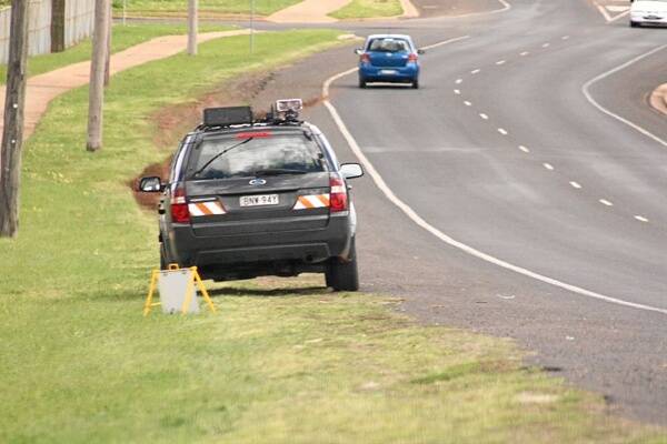 The mobile speed camera set up on Wingewarra Street on tuesday.