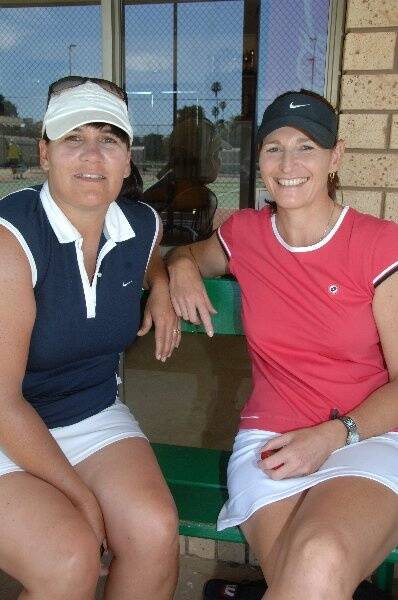 Alison Seib (Orange) and Carolyn Campbell (Newcastle) at the Paramount Seniors Tennis Tournament on the weekend. Seib won the mixed doubles with Glenn Armstrong while Campbell was runner up in the ladies singles and won the ladies doubles with Narelle Follington.