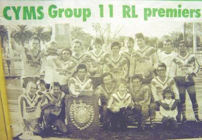 The 1986 CYMS teams pictured in the Daily Liberal after winning the grand final.