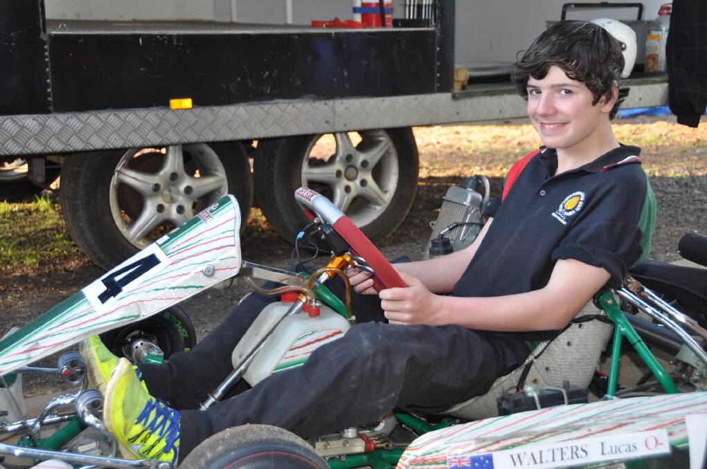 Delroy s Lucas Walters in his Tony Kart, which he brought to Australia at the start of the year.