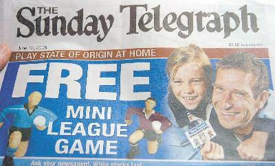 Connor Watson as he appeared on the front page of the Sunday Telegraph.