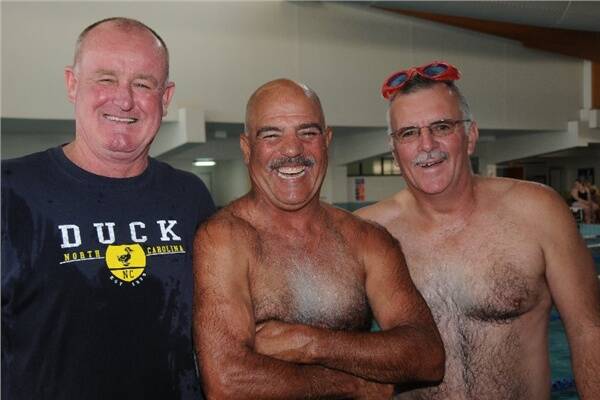 At the Duck Pool on Sunday morning for swimming: Ron Adams (Dubbo), Bob Cook (Austinmer Otters) and David Kerslake (Harbord Diggers).