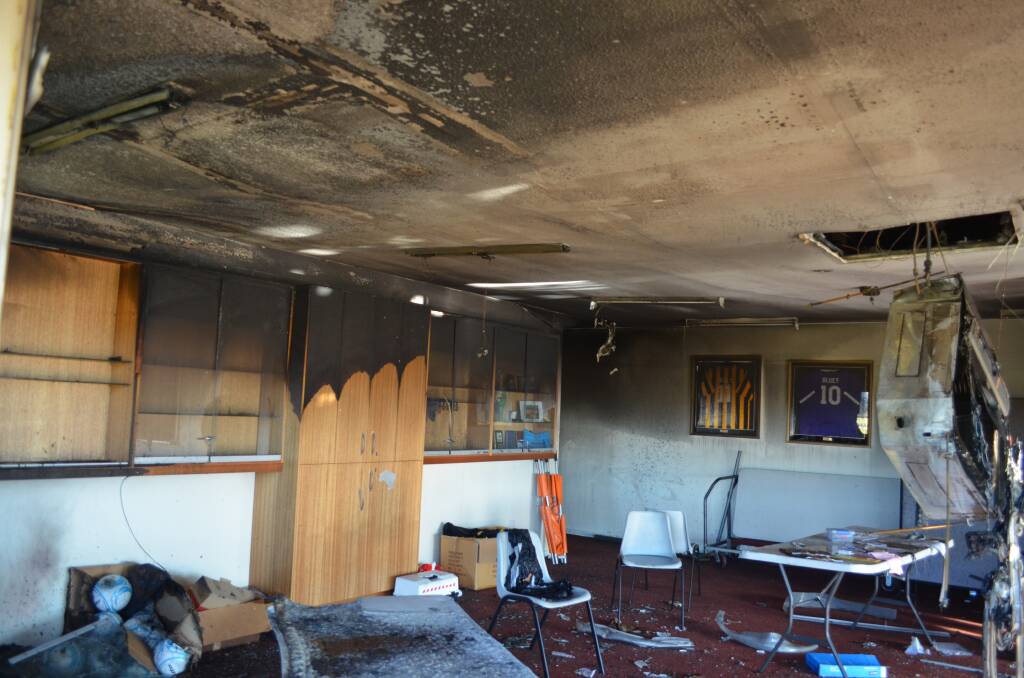 Inside the now burnt Glen Willow Regional Sporting Complex clubhouse 
.	Photos: BEN HARRIS