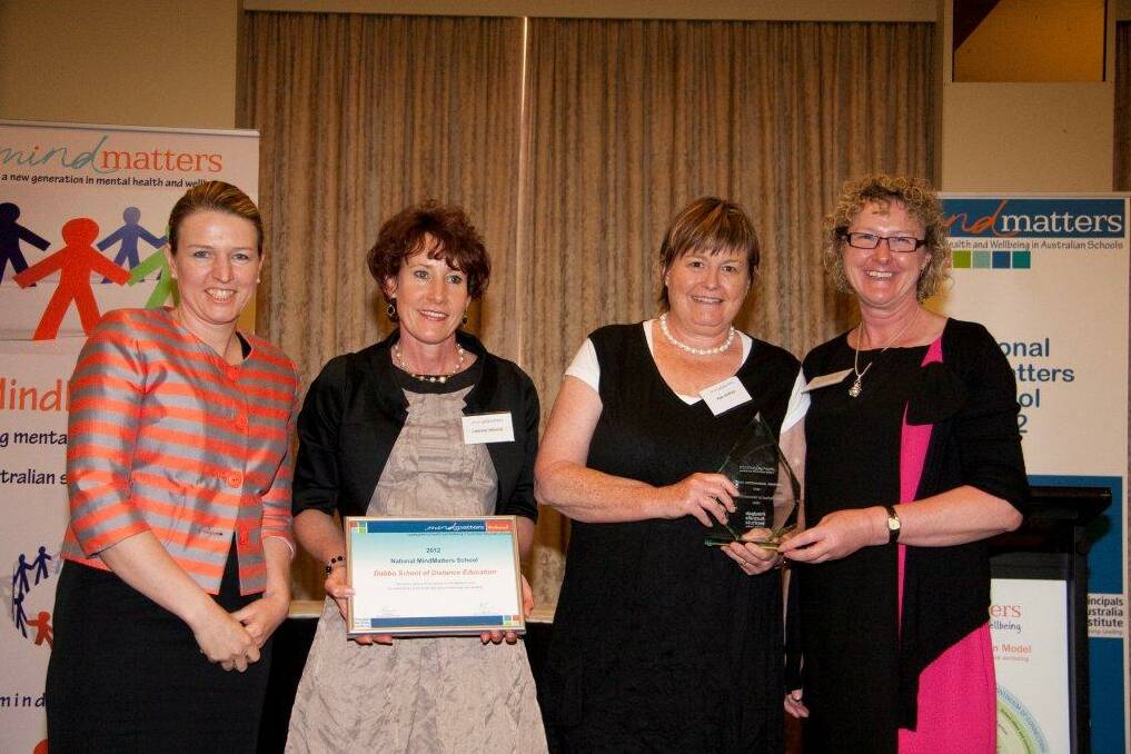 Senator for WA Louise Pratt (standing in for Minister for Mental Health Mark Butler), executive leader Leanne Wynne, student welfare consultant Pam Sharkey and Dubbo School of Distance education teacher Brenda Colliver. 		 Photo contributed