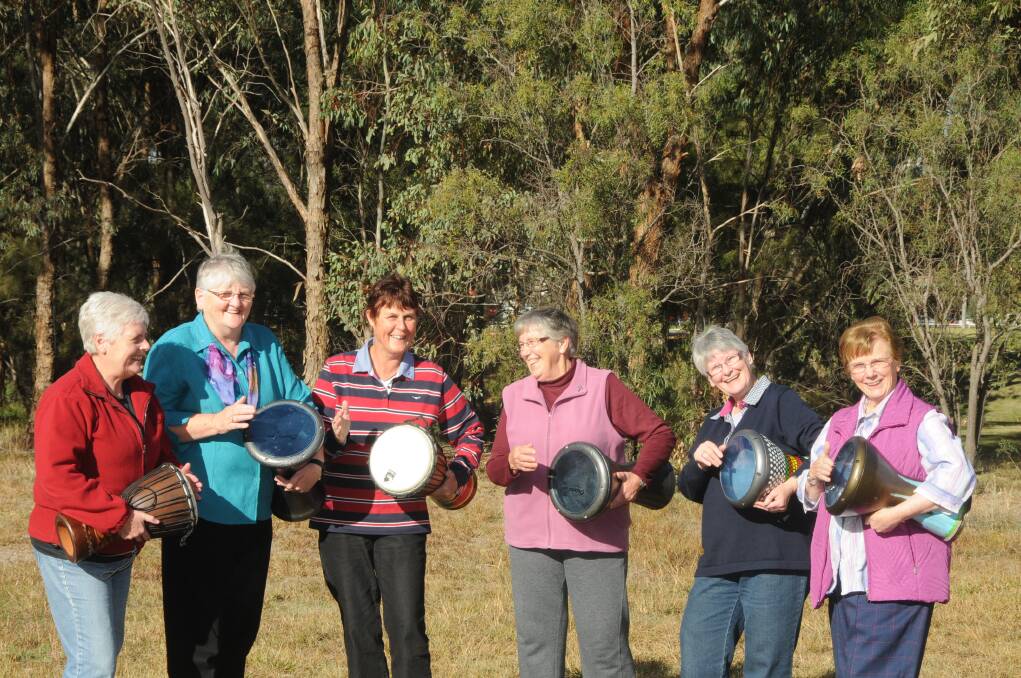 Playing the drums as part of the conference: Sisters Leonie Wittmack, Marie McAlister, Kathryn Sweeney, Madeline Breen, Mary Murphy and Ann Love. Photo: LOUISE DONGES