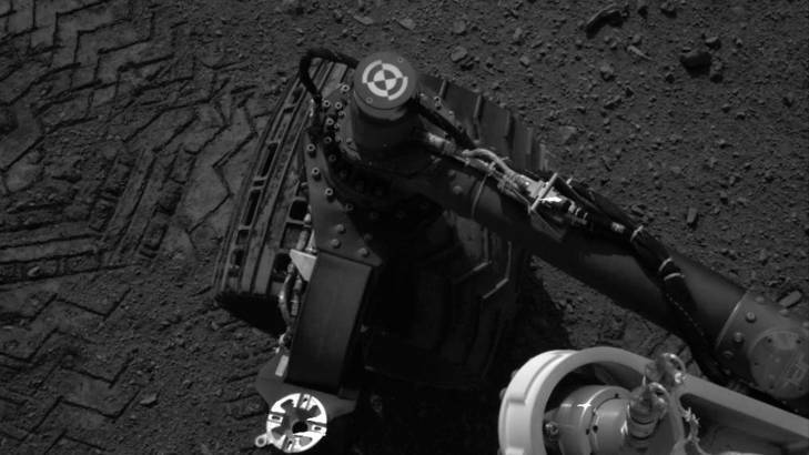 Tracks made by Curiosity's tires.