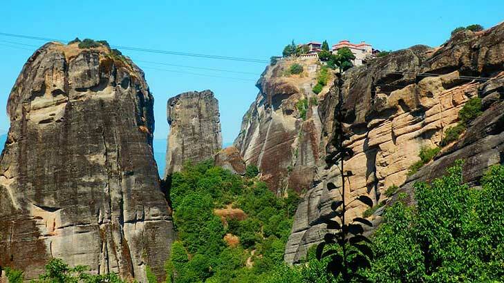 The Meteora 'suspended in the air' monasteries in central Greece were built atop towering natural sandstone pillars that peak at more than half a kilometre high. Photo: Rania Spooner