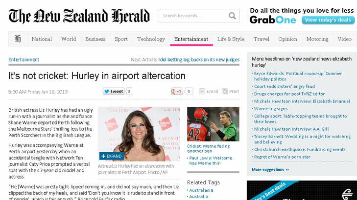 <i>The New Zealand Herald</i> ran the story the following morning