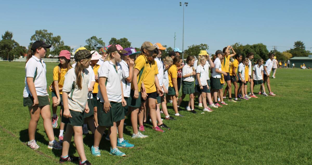 Senior girls get ready to race at our school Cross Country Carnival.