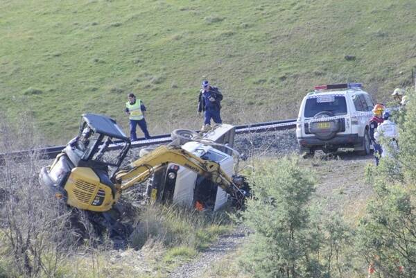 The young excavator driver doing track work was killed south-east of Blaney yesterday when the XPT collided with the excavator he was driving. Photo: Courtesy of the WESTERN ADVOCATE
