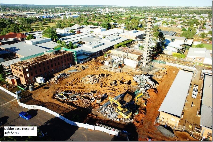 The Dubbo Hospital redevelopment site in January 2013. Photo contributed by Health Infrastructure.