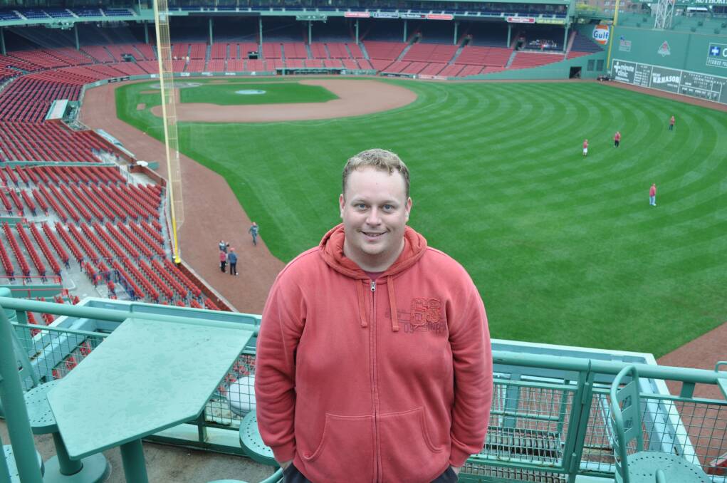 Daily Liberal sports reporter Ben Walker at America s most beloved ball park , Fenway Park in Boston.