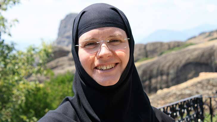 Former Perth woman 'Anita Phillips', now Sister Silouani, at her home at St Stephen's in Meteora. Her story of how she ended up at the monastery is part of local folklore, however her version of events is slightly less colourful than the tale the guides tell. Photo: Rania Spooner