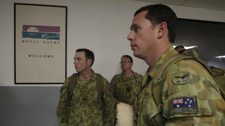 A reconnaissance team from the ADF arrive in Nauru for the reconstruction of asylum seeker facilities.