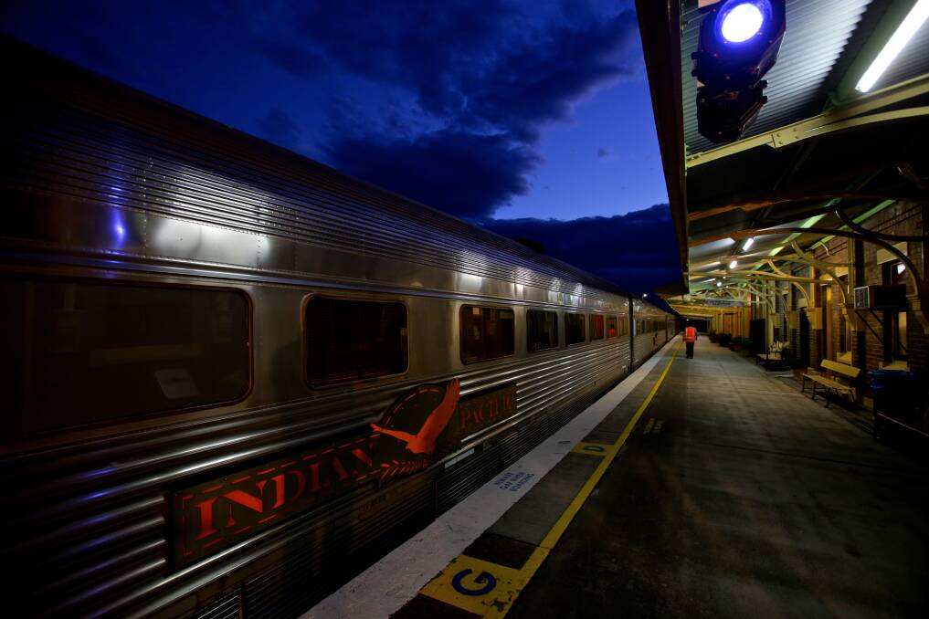 The Indian Pacific Outback Christmas train before departing Bathurst for its journey from Sydney to Perth. Photo: Dallas Kilponen