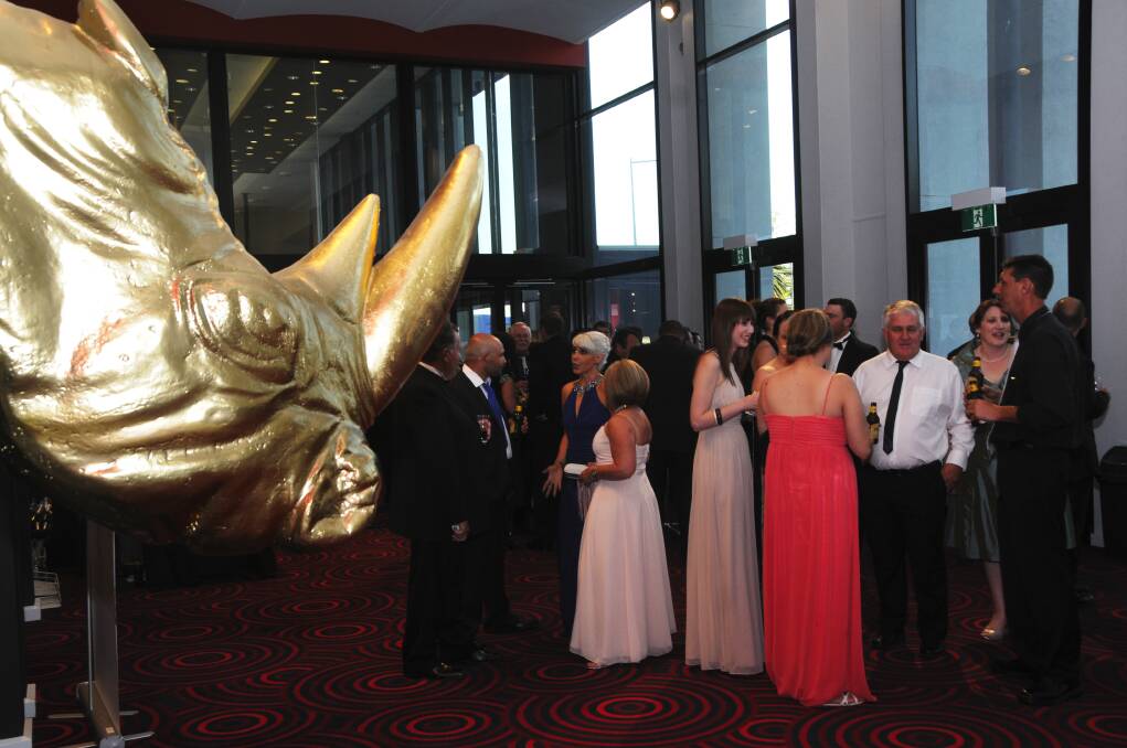 A crowd gathers in the Dubbo Regional Theatre and Convention Centre foyer prior to the 2012 Origin Rhino Awards last night. Photo: CHERYL BURKE