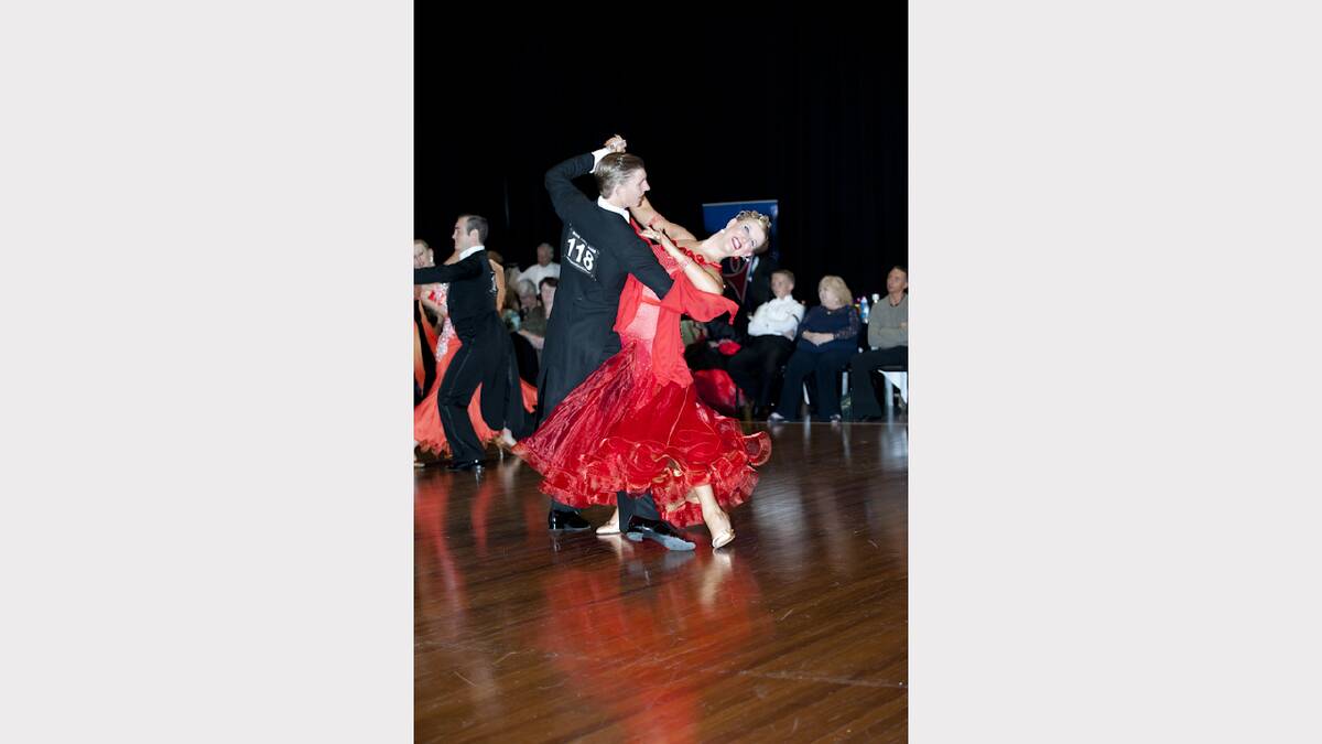 Joel Tongue and Cassandra Donnelly doing the Samba in the Latin American style section. They were placed second in this event. Photo: Lionis Photography