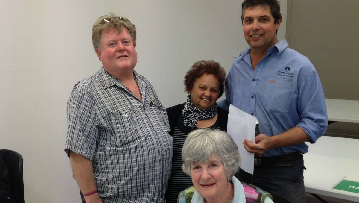 Elected to the Narromine council were Cr Les Lambert, Cr Ruth Carney and Cr Ivan Truscott, pictured with the Dubbo region returning officer, Katherine Reid.      Photo: SIMON CHAMBERLAIN
