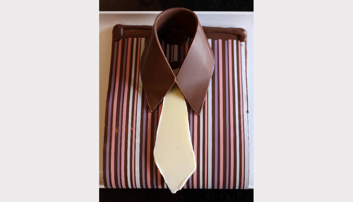 Men's shirt and tie in chocolate by 'Essenze Chocolate' in Caringbah. Photo: Tamara Dean