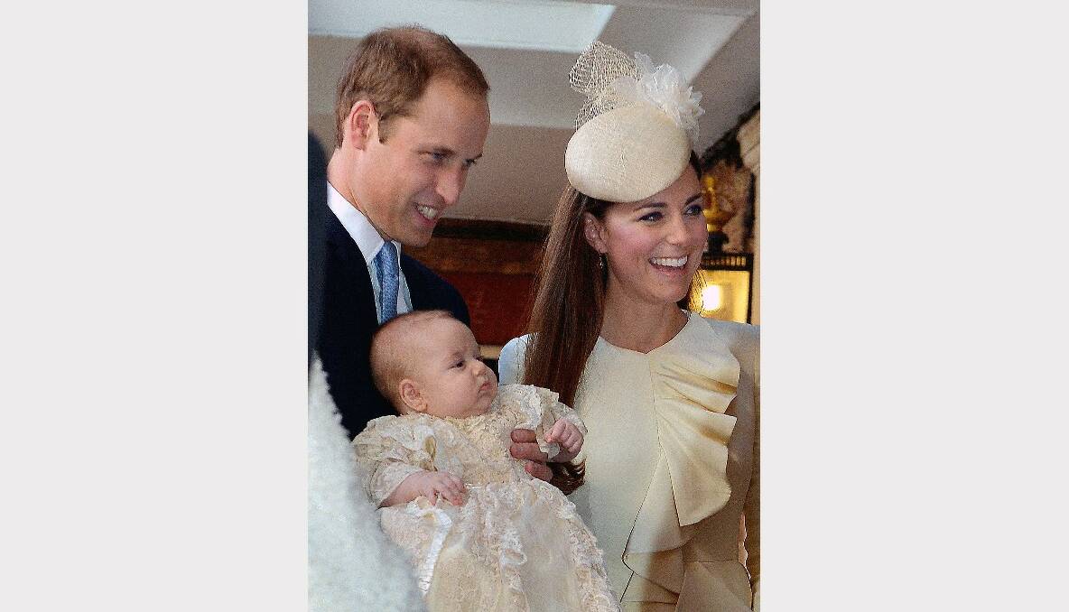 Prince William, Duke of Cambridge and Catherine with their son George Alexander Lewis. Picture: Getty
