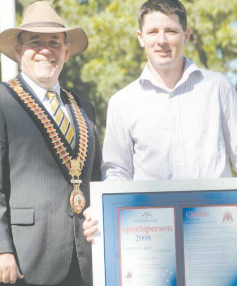 AUSTRALIA DAY HONOURS 2008: Sportsperson of the Year Andrew Rose with Dubbo mayor Greg Matthews.